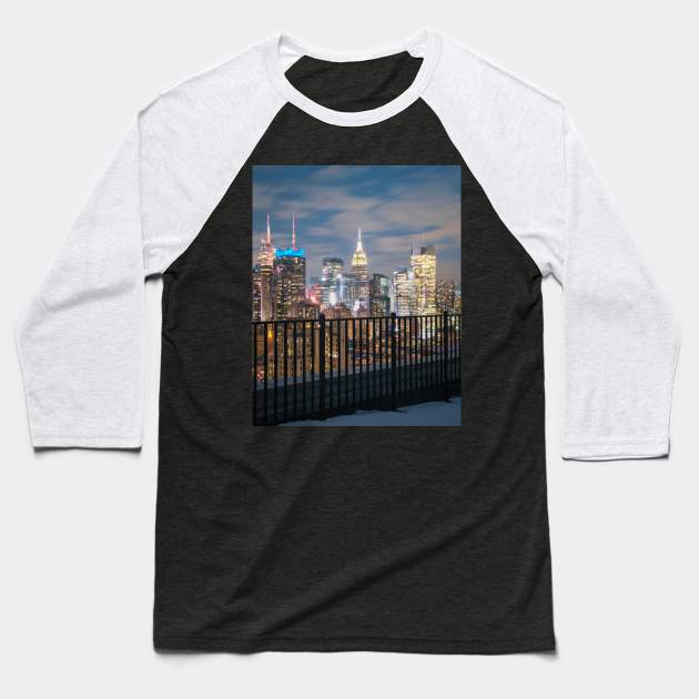 Manhattan Skykline View Baseball T-Shirt by igjustin